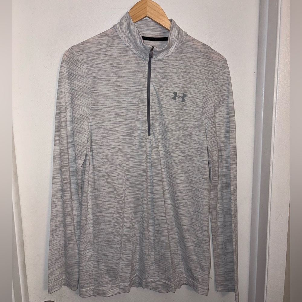 Under Armour White/Gray Heather Quarter-Zip Pullover